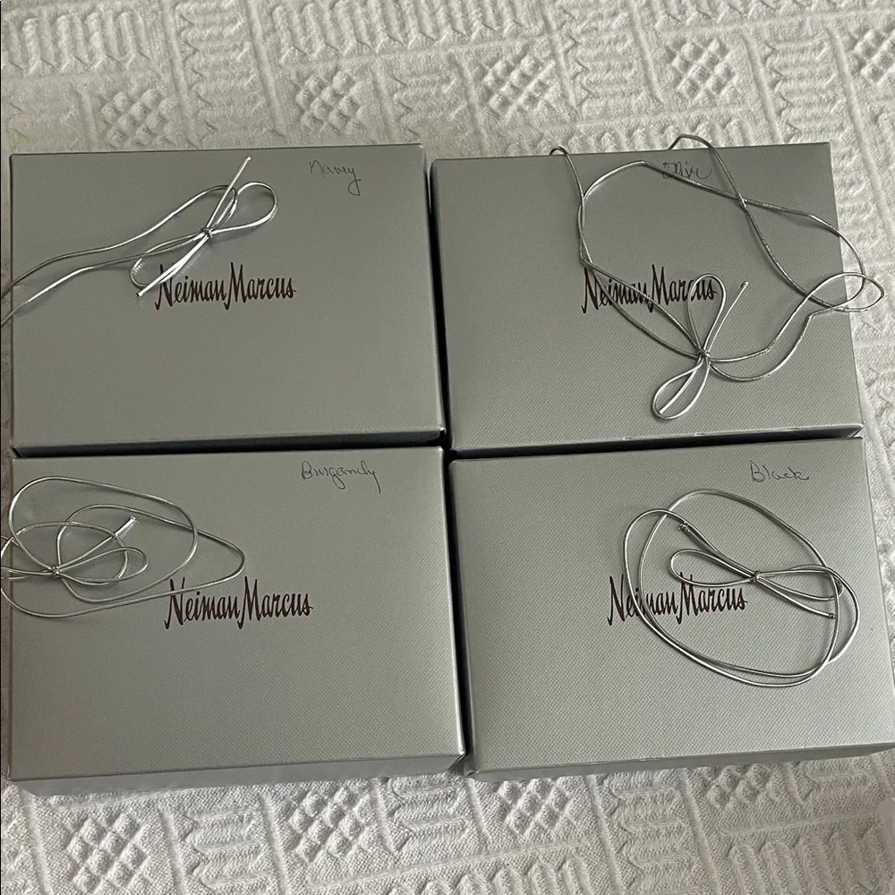 NWT Neiman Marcus 13 bangle bracelet set gold crystal olive green